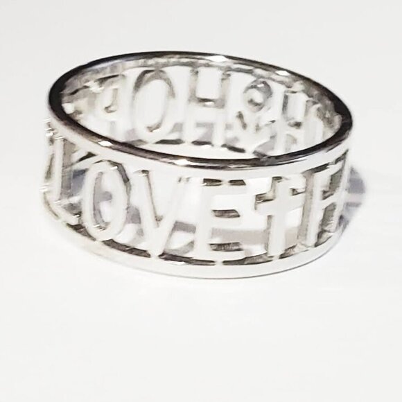 NEW LOVE HOPE RING BAND SZ 7 SILVER PLATED PROTECTION BLESSING - Picture 3 of 5